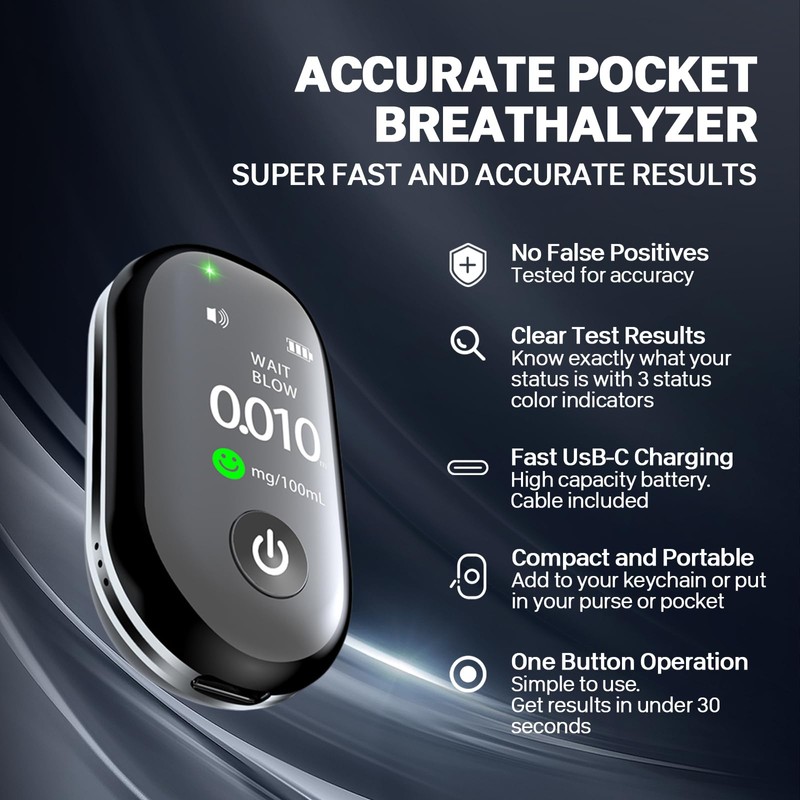 Portable breathalyzer for Alcohol,Breathalyzer TFT High Definition Screen,Quick Test and