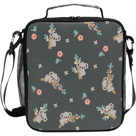 AUUXVA Koala Flowers Cute Kids Lunch Bags for Girls Boys Insulated Lunch Box Thermal Lunchbox Tote Bag with Adjustable Strap Leakproof Durable Lunch Cooler for Children Women School Work