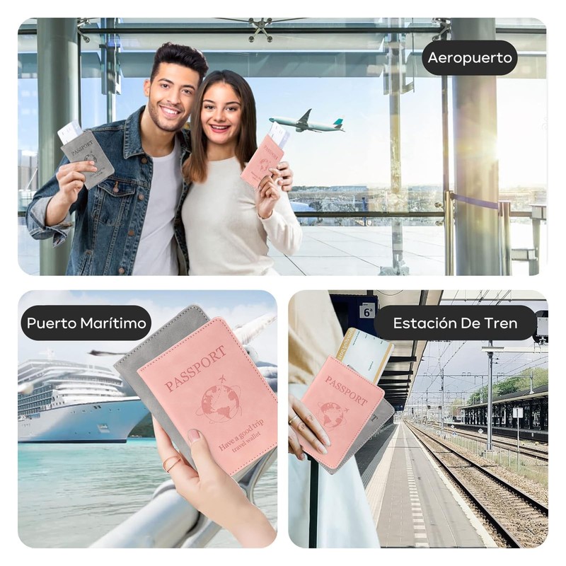 Caja de Pasaporte, 2 Pack Cartera para Pasaporte RFID, Pasaporte