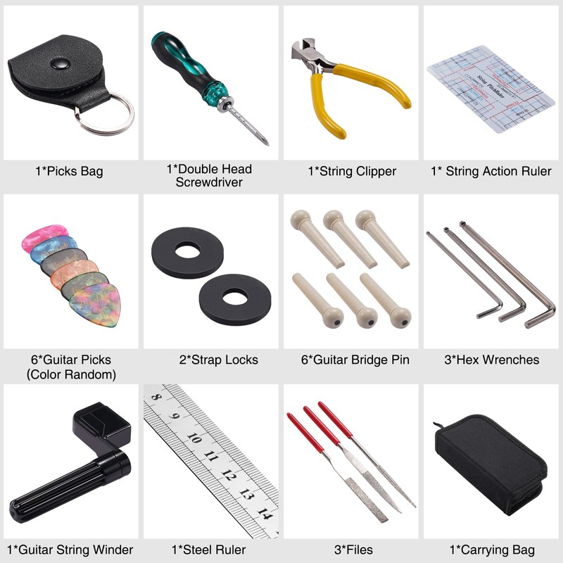 31Pcs Guitar Tool Kit, POGOLAB Guitar Repair Kit, Luthier Tools,