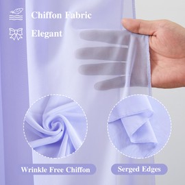 Wedding Arch Draping Fabric, 2 Panels 18FT Purple Sheer Backdrop Curtain Chiffon Fabric Drapery Voile Scarf Draping Panels for Wedding Archway Ceremony Curtain Valance Party Decoration