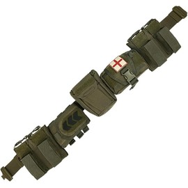 PIKEON Tactical Battle Belt Quick Release with Accessories Pouches 7 in 1 Belt for Men (Army Green)