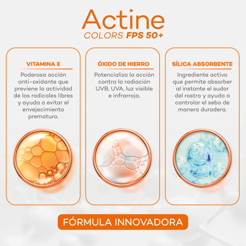 Protector Solar Dermatológico Facial Actine Colors Medio Fps50 40g Darrow