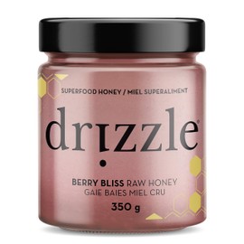 Drizzle Berry Bliss Raw Honey - All Natural Pure Raw Honey with Organic Blueberry, Unfiltered & Unheated, Use in Tea & Coffee, Sugar Substitute, Certified Kosher - 13.2 oz Jar (375 g)