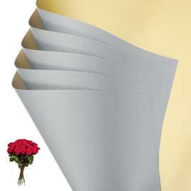 PATIKIL Flower Gift Wrapping Paper, 20 Sheets Double Sided Golden Waterproof Bouquet Paper Wrap Florist Supplies Packaging Floral Papers for Wedding DIY Craft Valentine, Light Gray/Gold