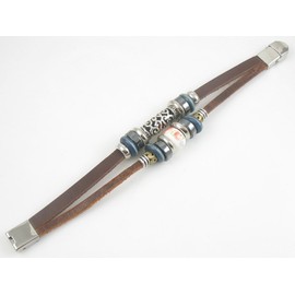 Ancient Tribe Women's Genuine Brown Leather Bracelet Ceramic Bead