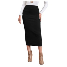 GORGLITTER Women's Slim Skirt Elegant Bodycon Midi Skirt Bodycon Pencil Skirt Skirts, black