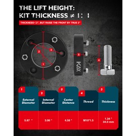 KAX 2" Front Leveling Lift kit Fit for F150 2004-2020, 2 inch Leveling Kit for Expedition 2003-2018, Lift Kit for Mark LT 2005-2008, Suspensions Front Struts Spacer LLK009