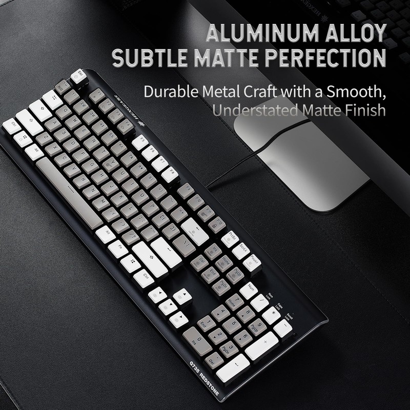 Hexgears GK735 Wired Full Size Mechanical Keyboard, Aluminum Housing Built