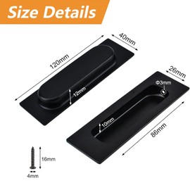MOROBOR Cabinet Pulls, 4 Pack Black Stainless Steel Rectangular Side Hole Flush Pulls Embedded Sliding Door Handle for Drawer Cupboard Wardrob