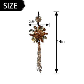Car Rear View Mirror Pendant, Bling Crystal Hanging Ornament, Fashion Car Accessories, Auto Rear View Mirror Hanging Decoration, Lucky Crystal Flower Interior Home Decoration (Gold)