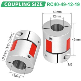 Wellenkupplung 12mm bis 19mm Bohrung, L40xD49 Flexibles Kupplungsgelenk Pflaumen Elastischer Aluminium Kupplungskoppler für Cnc Schrittmotor
