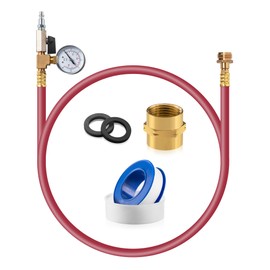 RV Winterizing Kit Winterize Sprinkler Blowout Adapter with Integrated Pressure Gauge Shut Off Valve and 1/4”Industrial Plug Air Compressor 3/4" GHT for Motorhome Boat Camper Travel Trailer red