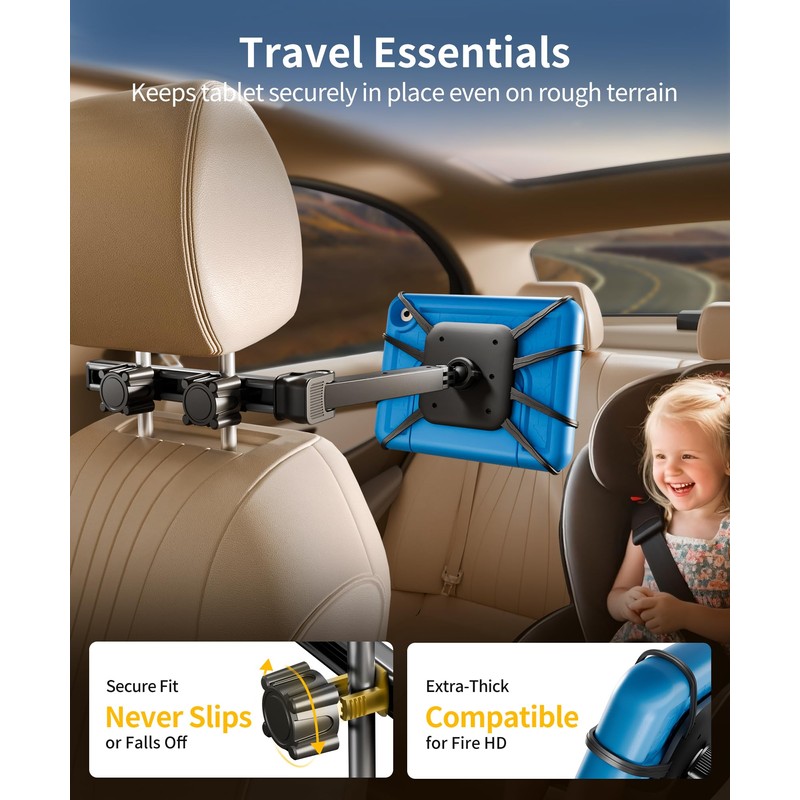 FANGOR Car Headrest Tablet Holder,Tablet Holder for Kids in Back