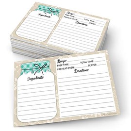 321Done Mason Jar Recipe Cards (Set of 50) Rustic 4" x 6" Double-Sided Premium Card Stock - Made in USA - Rustic Green and Tan, Large Notes From