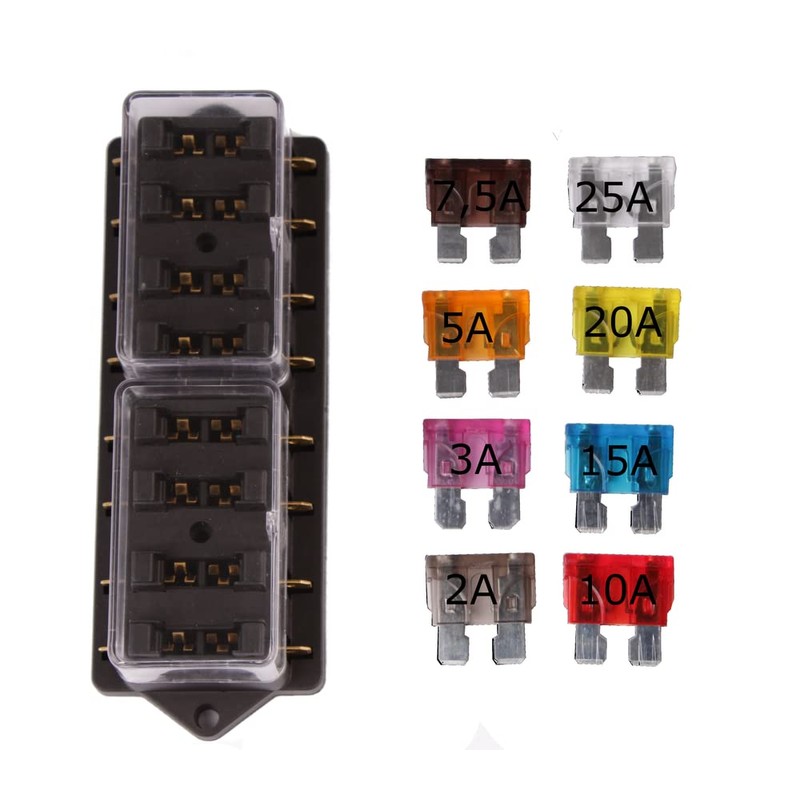 12V/24V 8-Way Car Truck Fuse Holder Fuse Box 8 Car