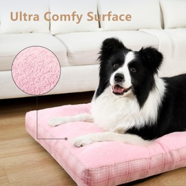 MIHIKK Washable XL Dog Bed for Extra Large Dogs with Anti-Slip Bottom, Premium Foam Pet Pad for Crate for Large Medium Small Sized Puppies, 41" x 27" Pink