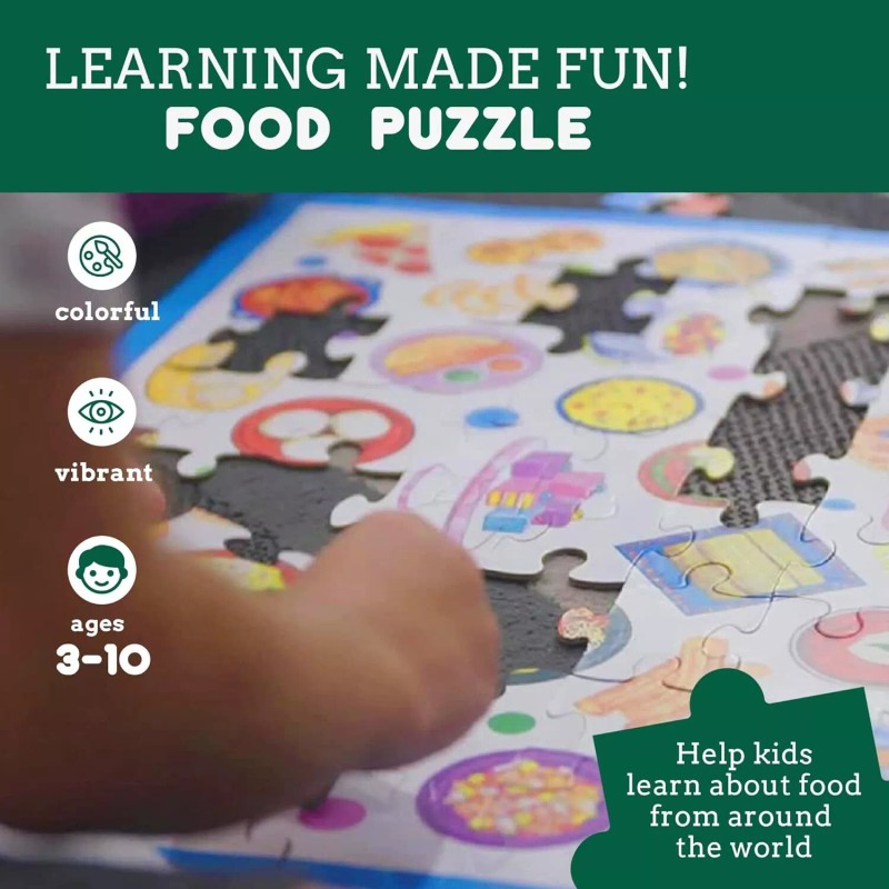 Cognisprings World Food Kids Puzzles, Thick Floor Puzzle, Educational Puzzles