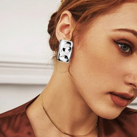 Rectangle Earrings for Women Chunky Gold Stud Earrings Geometric Earrings Minimalist Geometric Earrings Prom Accessories Jewelry Gifts for Women Girls (silver)…