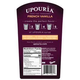 Upouria French Vanilla & Caramel Flavored Syrup, 100% Vegan and Gluten-Free, 750ml bottles - Set of 2 - Pumps included