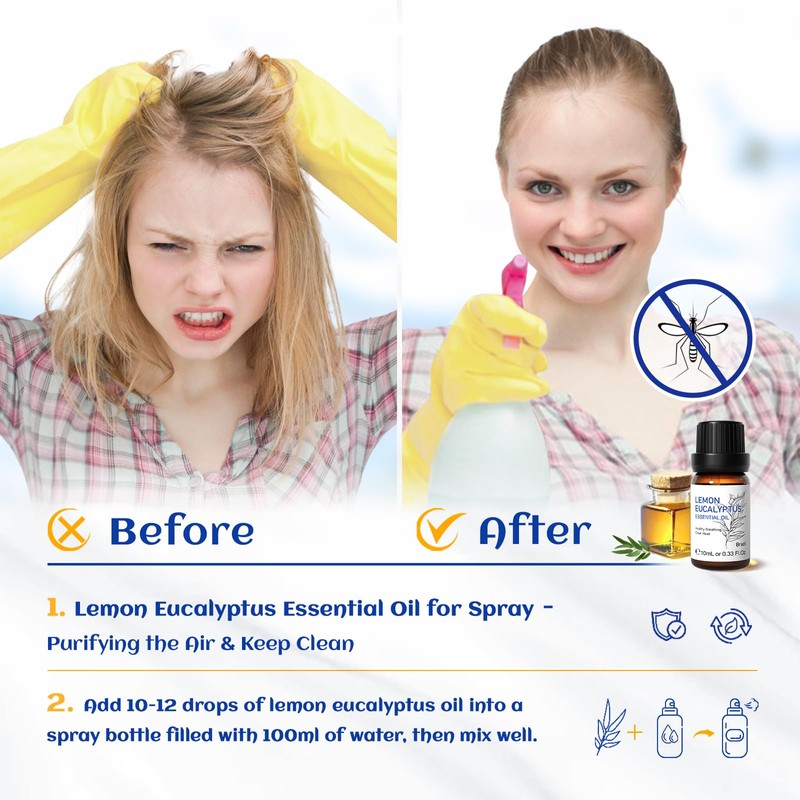 HIQILI HIQILI Lemon Eucalyptus Oil, for Spary, Diffuser, Indoors, Outdoors,