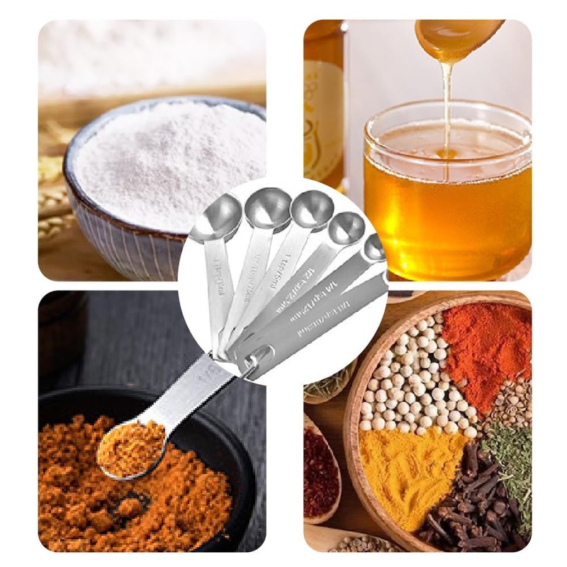 18/8 Stainless Steel Measuring Spoon, Metal Measuring Spoon for Baking