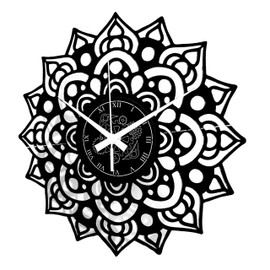 Instant Karma Clocks Vinyl Wall Clock Mandala Flowers Artwork Ganesh Ganesha Lotus Flower of Life Yoga Buddha Geometric Ornament