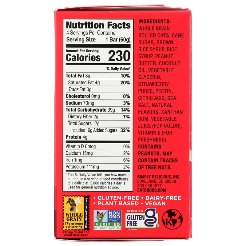 Bobo's Oat Bars Strawberry Jam PB&Js 4 Count, 8.4 OZ