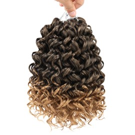 Mscat 8 Packs GoGo Curl au Crochet Crochet Ombre Vague d'Eau Bouclés au Crochet Cheveux Vague Profonde Plage Curl au Crochet Extensions de Cheveux Synthetic