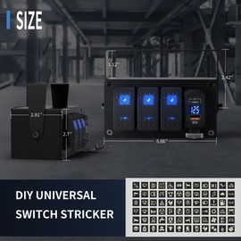 Joinfworld 3 Gang Marine Rocker Switch Panel 12V Rocker Switch Box SPST ON/Off with Dual USB Outlet PD Type C & QC 3.0 Car USB Port and LED Voltmeter for Boat Marine Automotive Car Truck RV UTV