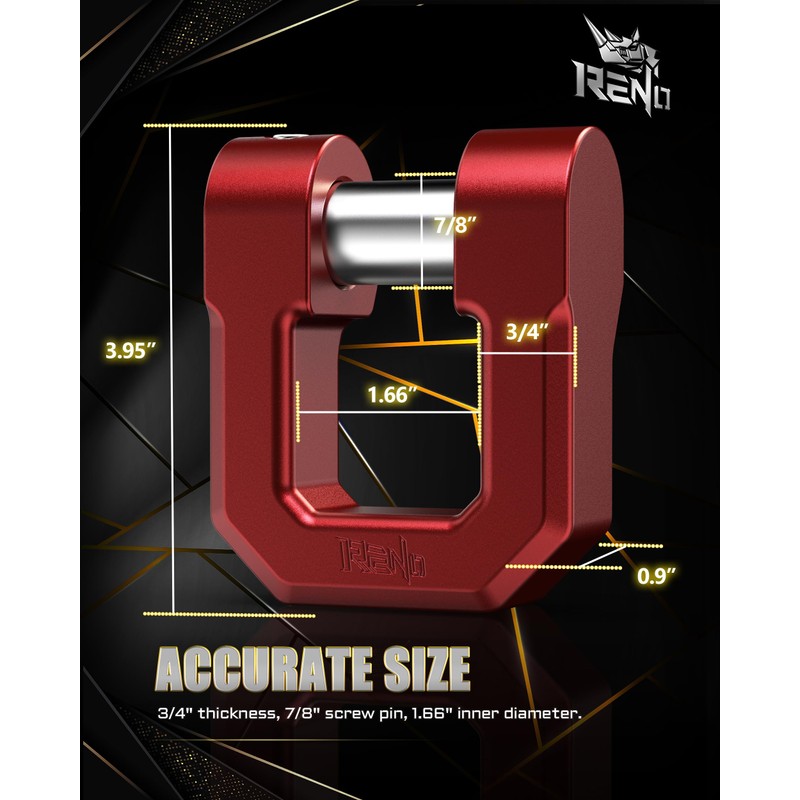 RENO Shackle Hitch Receiver, 2" Receiver Towing Mount with 3/4"