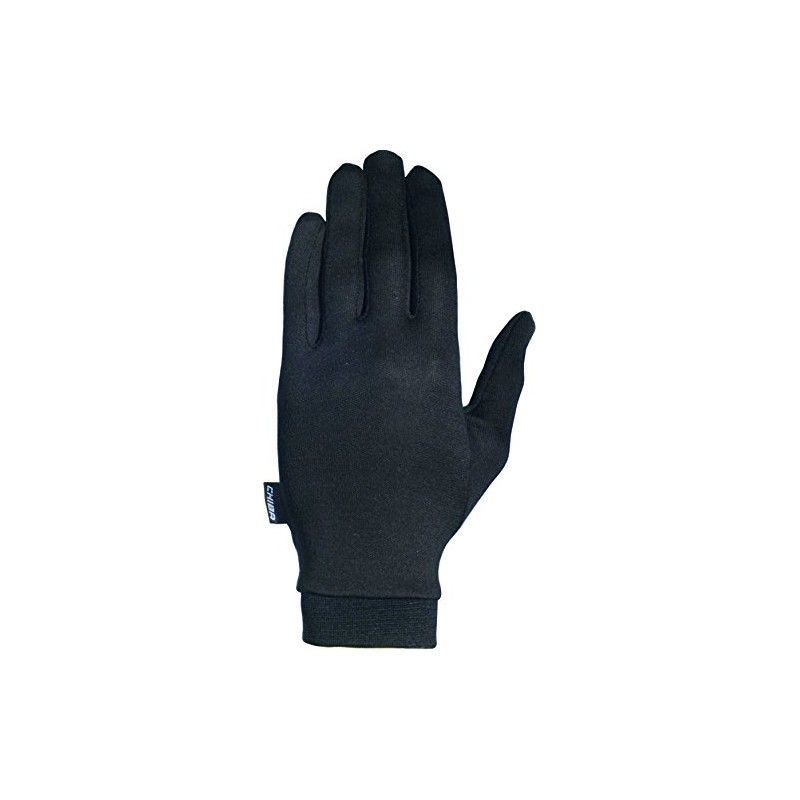 Chiba Men's Liner Gloves, Silk, Black, L