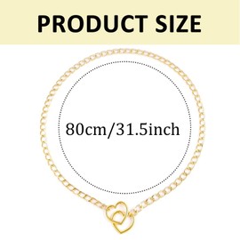 Heart Slip Chain Necklace, Choker Necklace, Women's Heart Chain Slip Chain Choker, Adjustable Lariat Y-Slip Chain, Necklace Gold Heart Link Chain Slip Chain, Choker Chain Women's for Any Occasion,