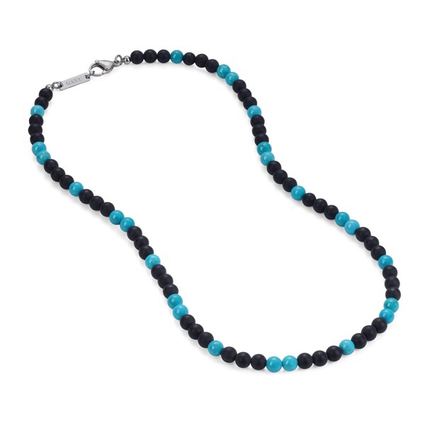 GAVU Men's Necklace with Matte Onyx and Natural Stone Beads