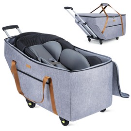 Tonyeee Infant Car Seat Travel Bag with Wheels Fits Chicco KeyFit 30,Nuna Pipa, UPPAbaby MESA,Padded Car Seat Bags for Airplane, Gate Check Bag with Side Pocket,Removable Cover for Air Travel, Grey