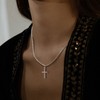 Voduim Silver Cross Necklace, 14K White Gold Plated Shinning Cross