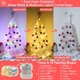 3 Ft Premium White Christmas Tree Dual Color Change 12 Modes Timer DIY 50 Warm White & Colored Lights 15 Ball Ornaments Star Battery Operated Small Artificial Full Xmas Tree Table Indoor Holiday Decor