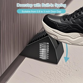 BAGWEN 2 Pack Metal Door Stop, Strongest Tall Door Stopper Up to 3 inch, Built-in Spring Door stoppers for Bottom of Door, Heavy Duty Rubber Door Wedge for Any Gate Gap