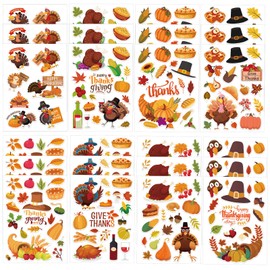 SEPGLITTER Fall Stickers Autumn Stickers 24 Sheets Happy Thanksgiving Turkey Stickers Maple Leaf Stickers for Cards Envelope Thanksgiving Theme Party Classroom Decor Supplies