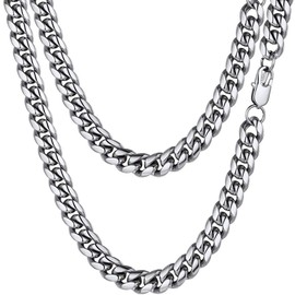 Mens Necklaces Cuban Link Chain for Men Hip Hop Rapper Stainless Steel Jewelry Statement Curb Chain Chunky Necklace