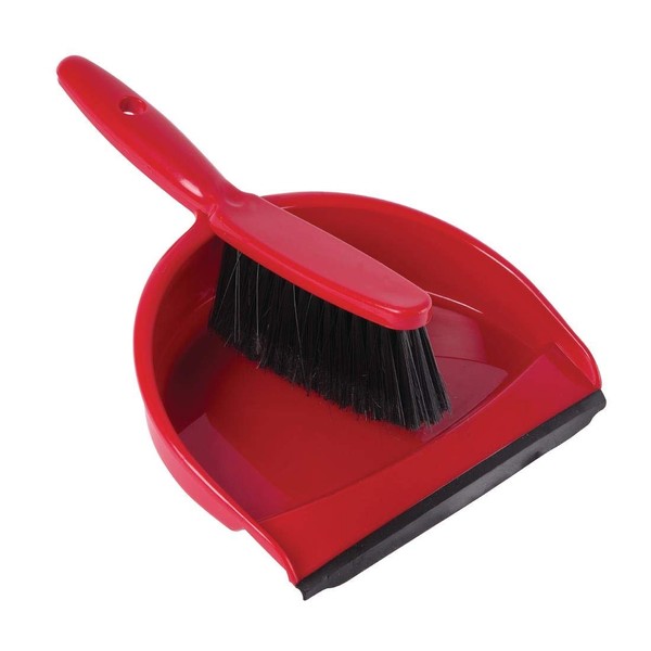 Jantex Soft Dustpan and Brush Set, Red, 220mm Wide, Colour
