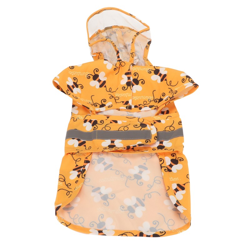 Dog Raincoat Reflective Breathable Lightweight Bee Pattern Puppy Rain Jacket