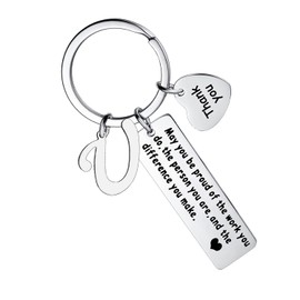 MADHAHEFU Thank You Gifts Retirement Farewell Appreciation Gifts Keychain Initial Gift For Coworker Leaving Gifts For Boss Employee With A Letter Pendant (U)