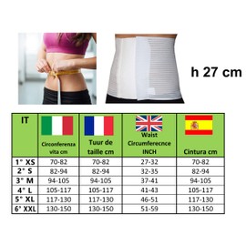 Abdominal Belt for Men and Women, Postpartum and Surgery, Supports Healing and Relieves Back Pain After Pregnancy and Procedures, Adjustable Velcro H 27 1° 70-82