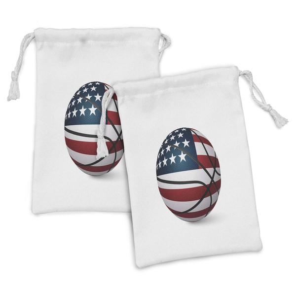 Lunarable Sports Fabric Pouch Set of 2, Basketball Ball and
