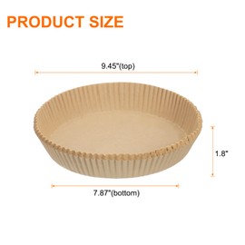 HARFINGTON 200pcs Oil Air Fryer Paper Liners 9.45" Round Disposable Non-stick Air Fryer Paper Liners Silicone Oil Coating for Microwaves Ovens Steaming Baking Roasting Frying Portable