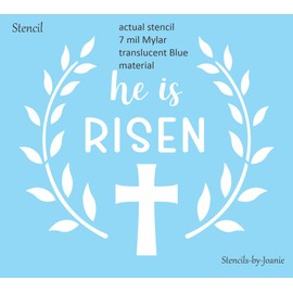 Stencils by Joanie He is Risen Laureal Wreath Stencil Christian Faith Cross Jesus Easter Pascha Resurrection DIY Art Signs