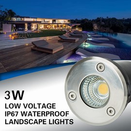 ELEGLO 12 Pack 3W Low Voltage Led Landscape Lights,12V/24V AC/DC Well Lights,IP67 Waterproof In Ground Light and Landscape Lighting for Garden,Yard, Driveway, Deck, Step Up Light(Warm White 12 Pack)