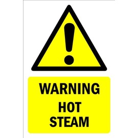 Hot steam, warning sign - 1mm flexible Plastic sign (300mm x 200mm)