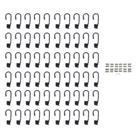 Hook & Cord - Metal Plastic-Coated Spring Hooks - Wire Bungee Cord Hooks - Strong Gauge with End Protective Cap - for Tarps, Covers, Sunshades (60, 3/16" MPC)